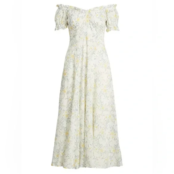 Polo Ralph Lauren Off The Shoulder Puff Sleeve Midi-Dress size 8 - Picture 2 of 6